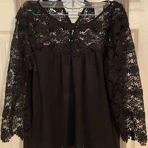 Black lace and chiffon blouse - size small